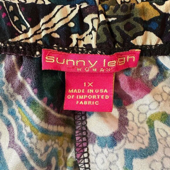 Sunny Leigh 1X Paisley Print Elastic Waist Pants Multicolor - Picture 3 of 8